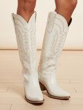 The Legacy: Modern White Knee-High Boots with a Snip Toe