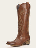 The Legend: Classic Brown Boots with Golden Western Embroidery