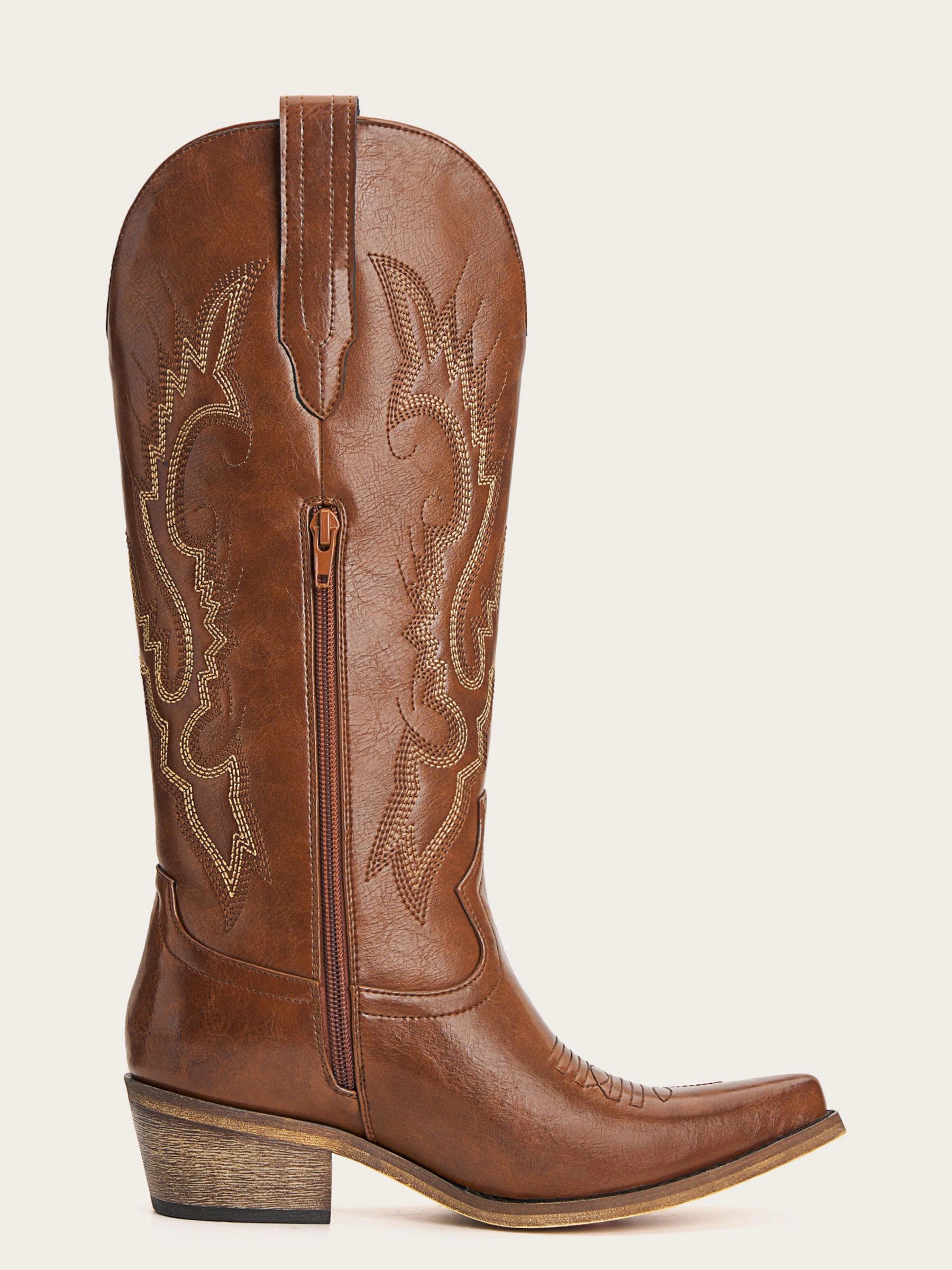 The Legend: Classic Brown Boots with Golden Western Embroidery