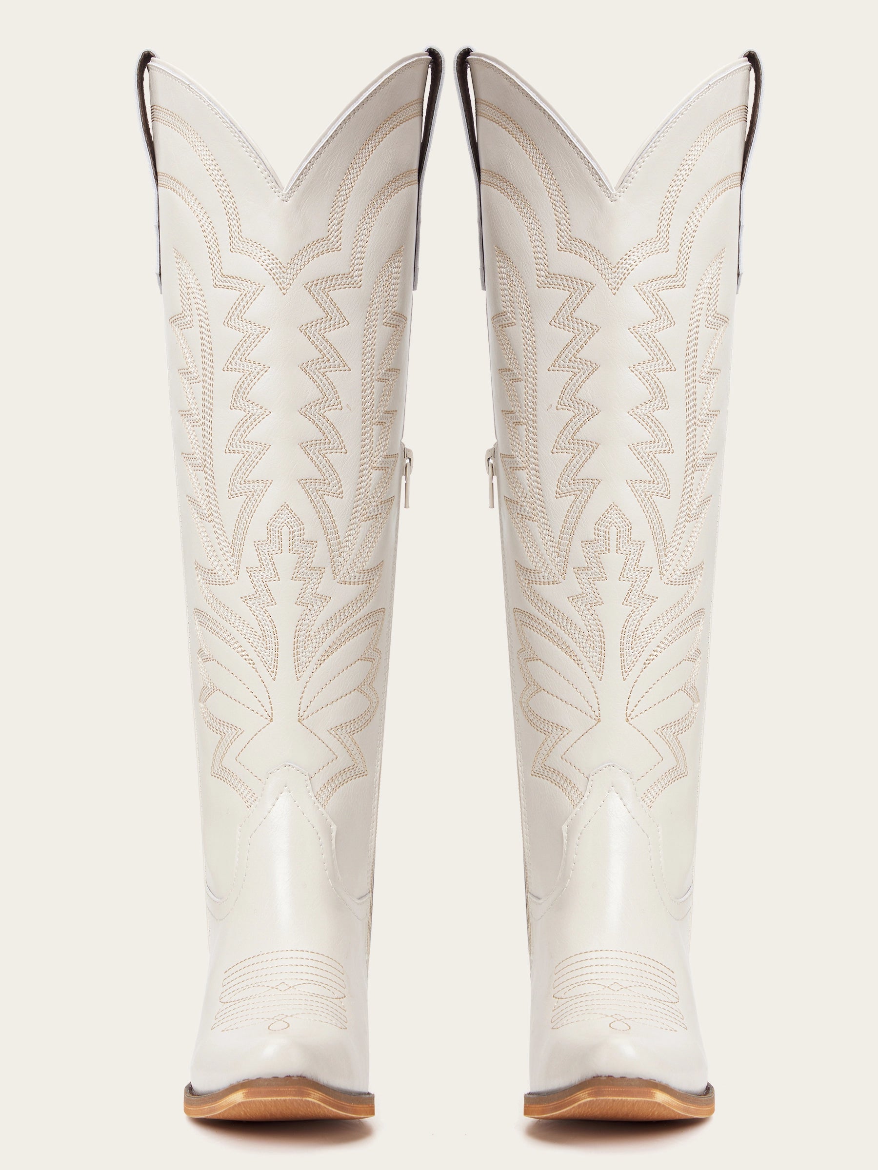 The Legacy: Modern White Knee-High Boots with a Snip Toe