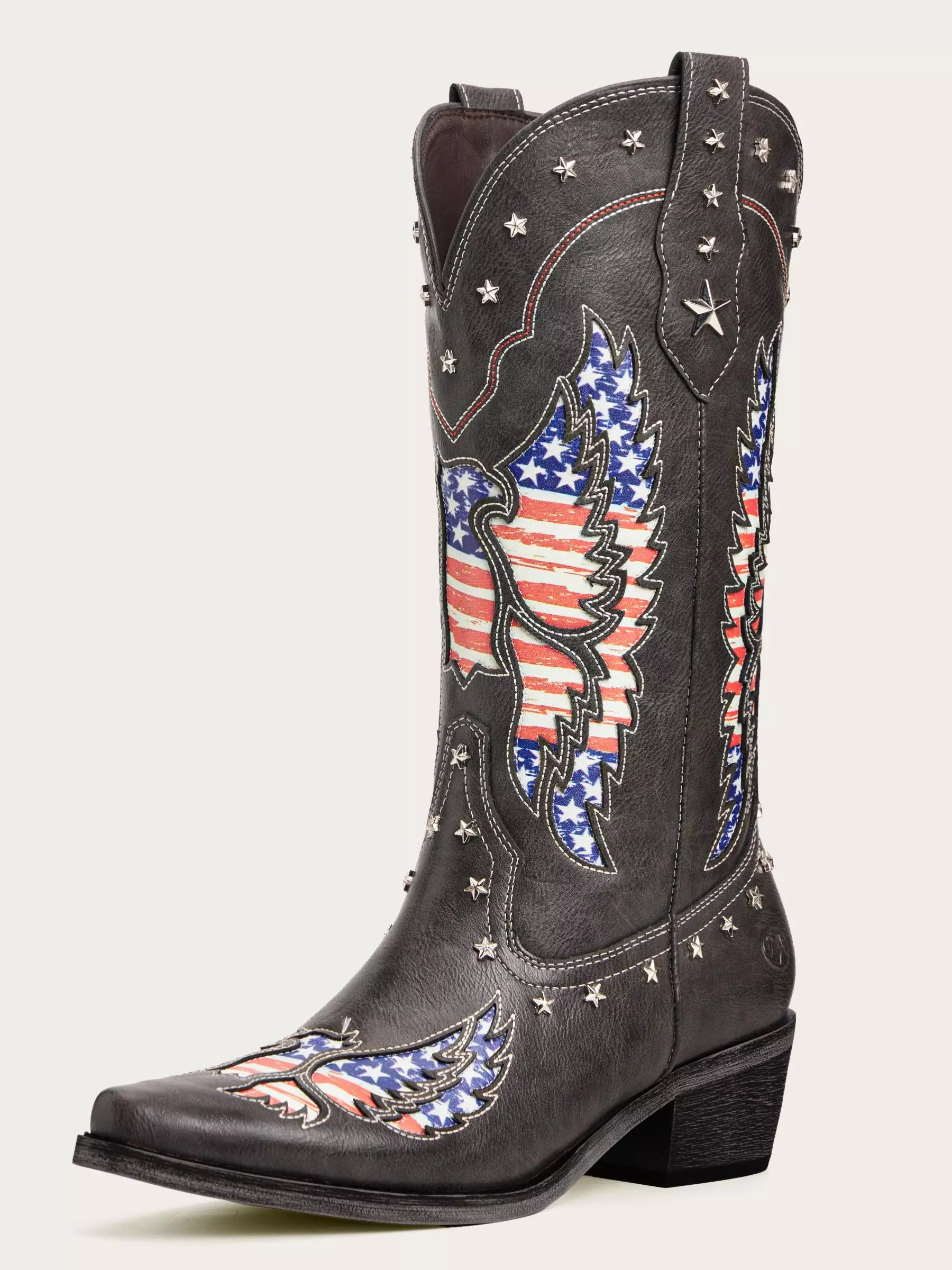 The Freedom: American Flag Wing & Star Studded Western Boots